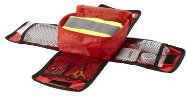 Набор для оказания первой помощи из 18-ти предметов с профессиональным жилетом безопасности, цвет красный - 12603300- Фото №5
