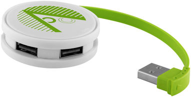 Круглый USB хаб, цвет белый, зеленый лайм - 13419101- Фото №2