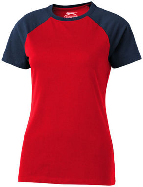 Женская футболка с короткими рукавами Backspin, цвет красный, темно-синий  размер S - 33018251- Фото №1