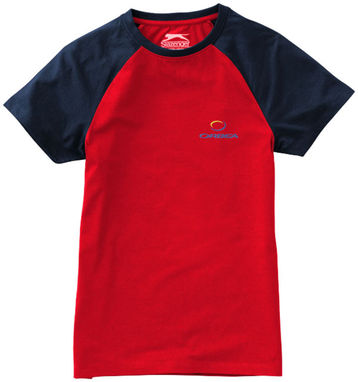Женская футболка с короткими рукавами Backspin, цвет красный, темно-синий  размер S - 33018251- Фото №2