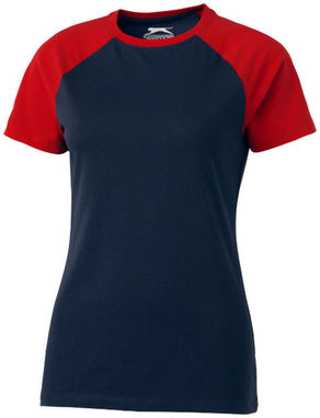 Женская футболка с короткими рукавами Backspin, цвет темно-синий, красный  размер S - 33018491- Фото №1