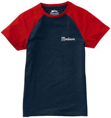 Женская футболка с короткими рукавами Backspin, цвет темно-синий, красный  размер S - 33018491- Фото №2