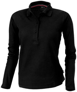Жіноча сорочка поло з довгими рукавами Point, колір суцільний чорний  розмір S - 33107991- Фото №1