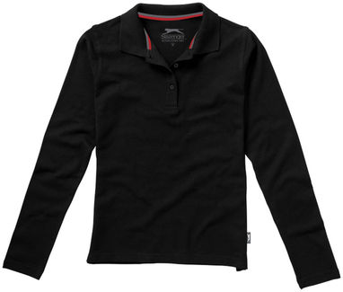 Женская рубашка поло с длинными рукавами Point, цвет сплошной черный  размер M - 33107992- Фото №3