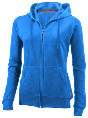 Женский свитер Open с капюшоном и застежкой-молнией на всю длину, цвет небесно-голубой  размер XXL - 33241425- Фото №1