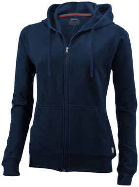 Женский свитер Open с капюшоном и застежкой-молнией на всю длину, цвет темно-синий  размер S - 33241491- Фото №1