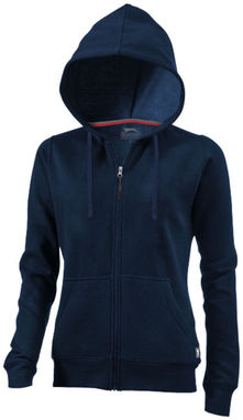 Женский свитер Open с капюшоном и застежкой-молнией на всю длину, цвет темно-синий  размер M - 33241492- Фото №5