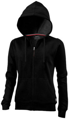 Женский свитер Open с капюшоном и застежкой-молнией на всю длину, цвет сплошной черный  размер S - 33241991- Фото №5