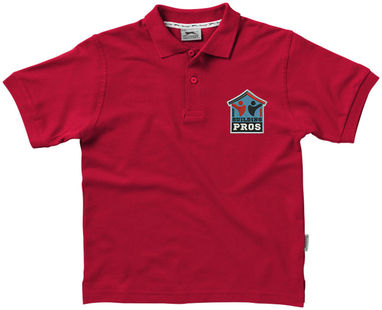 Детская рубашка поло с короткими рукавами Forehand, цвет темно-красный - 33S13281- Фото №3