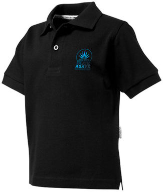 Дитяча сорочка поло з короткими рукавами Forehand, колір суцільний чорний  розмір 140 - 33S13994- Фото №2