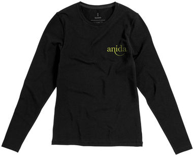 Женская футболка с длинными рукавами Ponoka, цвет сплошной черный  размер XL - 38019994- Фото №2