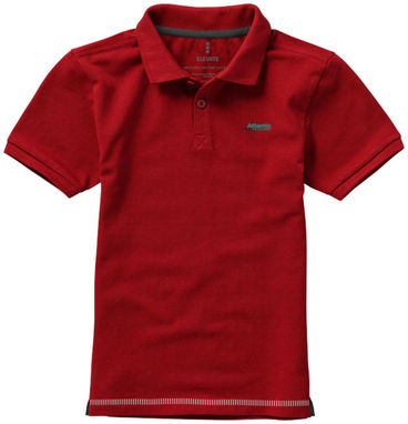 Дитяча сорочка поло з короткими рукавами Calgary, колір червоний, білий  розмір 140 - 38082264- Фото №2