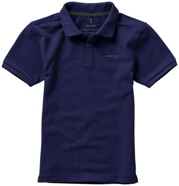 Детская рубашка поло с короткими рукавами Calgary, цвет темно-синий  размер 104 - 38082491- Фото №3