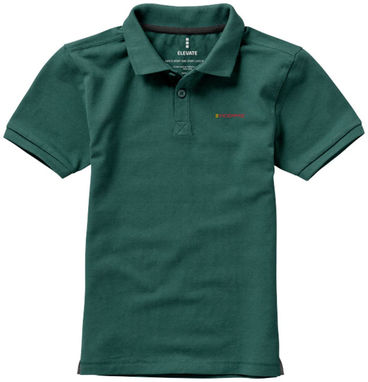 Дитяча сорочка поло з короткими рукавами Calgary, колір зелений лісовий  розмір 104 - 38082601- Фото №2
