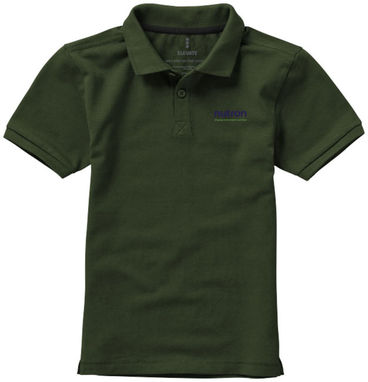 Дитяча сорочка поло з короткими рукавами Calgary, колір армійський зелений  розмір 104 - 38082701- Фото №2