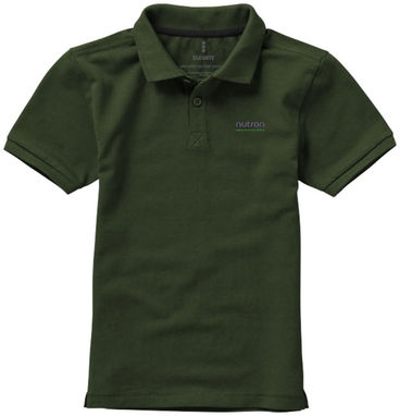 Дитяча сорочка поло з короткими рукавами Calgary, колір армійський зелений  розмір 104 - 38082701- Фото №3
