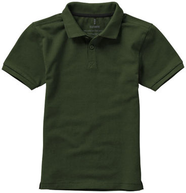 Дитяча сорочка поло з короткими рукавами Calgary, колір армійський зелений  розмір 104 - 38082701- Фото №4