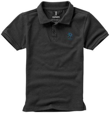 Детская рубашка поло с короткими рукавами Calgary, цвет антрацит  размер 104 - 38082951- Фото №3