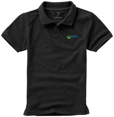 Дитяча сорочка поло з короткими рукавами Calgary, колір суцільний чорний  розмір 104 - 38082991- Фото №2