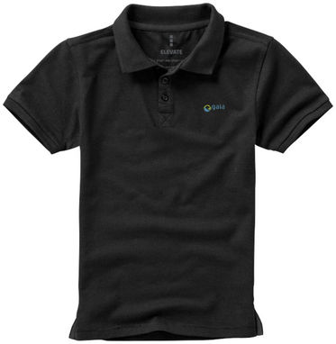 Дитяча сорочка поло з короткими рукавами Calgary, колір суцільний чорний  розмір 104 - 38082991- Фото №3