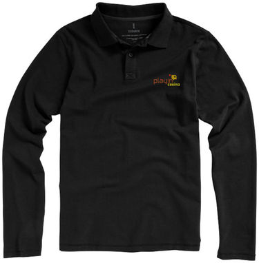 Рубашка поло с длинными рукавами Oakville, цвет сплошной черный  размер XS - 38086990- Фото №3