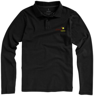 Сорочка поло з довгими рукавами Oakville, колір суцільний чорний  розмір S - 38086991- Фото №2