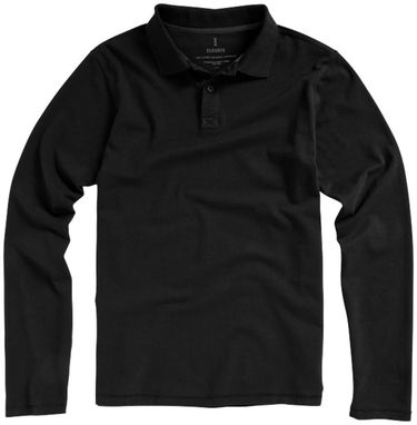 Сорочка поло з довгими рукавами Oakville, колір суцільний чорний  розмір L - 38086993- Фото №4