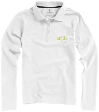 Женская рубашка поло с длинными рукавами Oakville, цвет белый  размер XS - 38087010- Фото №2