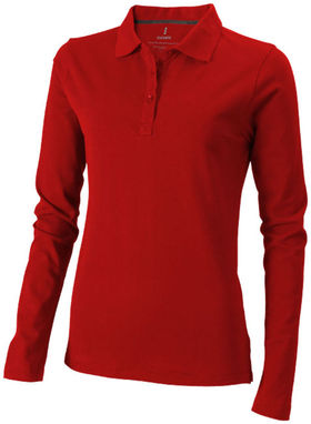 Женская рубашка поло с длинными рукавами Oakville, цвет красный  размер XS - 38087250- Фото №1