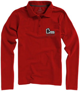 Женская рубашка поло с длинными рукавами Oakville, цвет красный  размер XS - 38087250- Фото №2