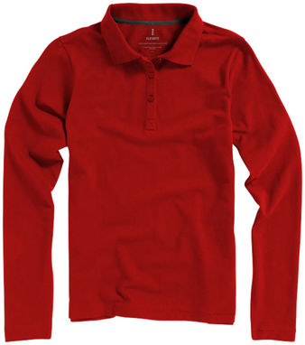 Женская рубашка поло с длинными рукавами Oakville, цвет красный  размер XS - 38087250- Фото №4