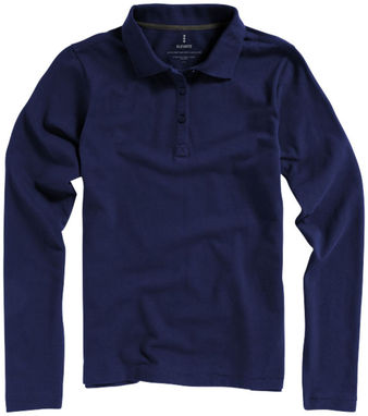 Женская рубашка поло с длинными рукавами Oakville, цвет темно-синий  размер XS - 38087490- Фото №3