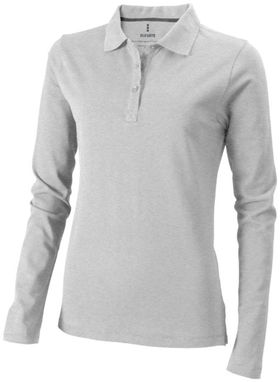 Женская рубашка поло с длинными рукавами Oakville, цвет серый меланж  размер XS - 38087960- Фото №1