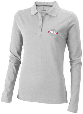 Женская рубашка поло с длинными рукавами Oakville, цвет серый меланж  размер XS - 38087960- Фото №3
