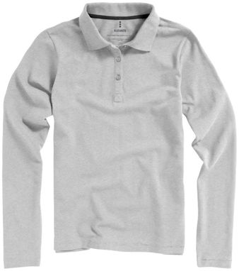 Женская рубашка поло с длинными рукавами Oakville, цвет серый меланж  размер XS - 38087960- Фото №4