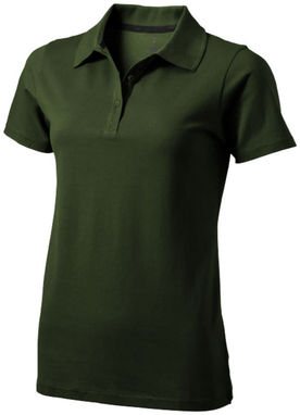 Рубашка поло женская с короткими рукавами Seller, цвет зеленый армейский  размер S - 38091701- Фото №1