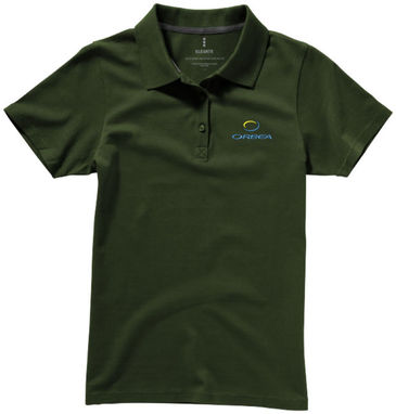 Рубашка поло женская с короткими рукавами Seller, цвет зеленый армейский  размер L - 38091703- Фото №3