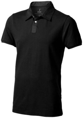 Сорочка поло з короткими рукавами York, колір суцільний чорний  розмір XS - 38092990- Фото №1