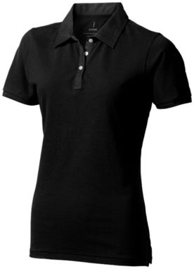 Жіноча сорочка поло з короткими рукавами York, колір суцільний чорний  розмір XS - 38093990- Фото №1
