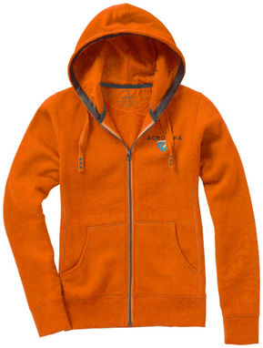 Женский свитер Arora с капюшоном и застежкой-молнией на всю длину, цвет оранжевый  размер XS - 38212330- Фото №2