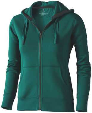 Жіночий светр Arora з капюшоном і застібкою-блискавкою на всю довжину, колір зелений лісовий - 38212600- Фото №1