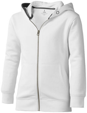 Дитячий светр Arora з капюшоном і застібкою-блискавкою на всю довжину, колір білий  розмір 104 - 38213011- Фото №1