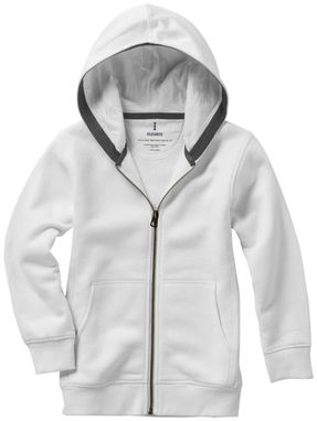 Дитячий светр Arora з капюшоном і застібкою-блискавкою на всю довжину, колір білий  розмір 104 - 38213011- Фото №4