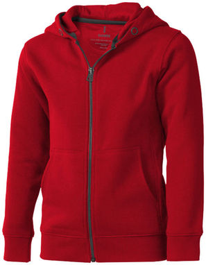Дитячий светр Arora з капюшоном і застібкою-блискавкою на всю довжину, колір червоний  розмір 104 - 38213251- Фото №1