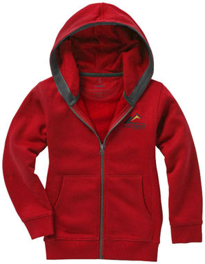 Дитячий светр Arora з капюшоном і застібкою-блискавкою на всю довжину, колір червоний  розмір 104 - 38213251- Фото №2