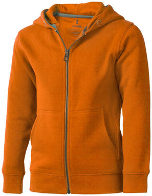 Дитячий светр Arora з капюшоном і застібкою-блискавкою на всю довжину, колір оранжевий  розмір 104 - 38213331- Фото №1