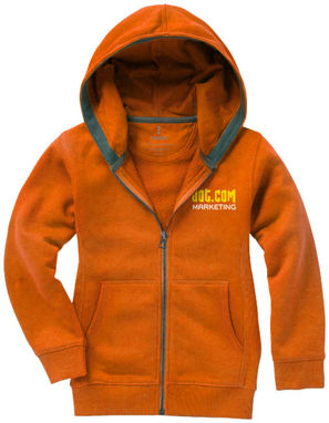 Дитячий светр Arora з капюшоном і застібкою-блискавкою на всю довжину, колір оранжевий  розмір 104 - 38213331- Фото №2