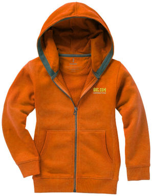 Дитячий светр Arora з капюшоном і застібкою-блискавкою на всю довжину, колір оранжевий  розмір 104 - 38213331- Фото №3