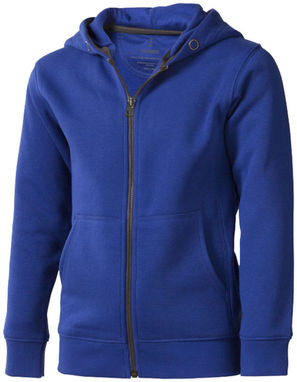 Дитячий светр Arora з капюшоном і застібкою-блискавкою на всю довжину, колір синій  розмір 116 - 38213442- Фото №1