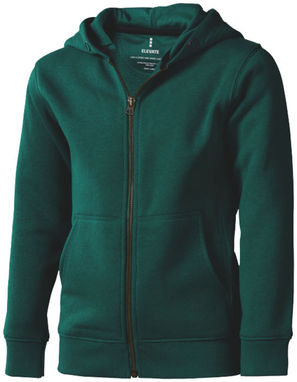 Дитячий светр Arora з капюшоном і застібкою-блискавкою на всю довжину, колір зелений лісовий  розмір 104 - 38213601- Фото №1